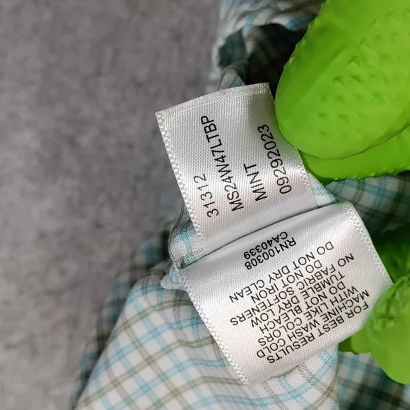 Peter Millar Summer Comfort Shirt Mens XXL Blue Green Plaid Button Down - Picture 6 of 9